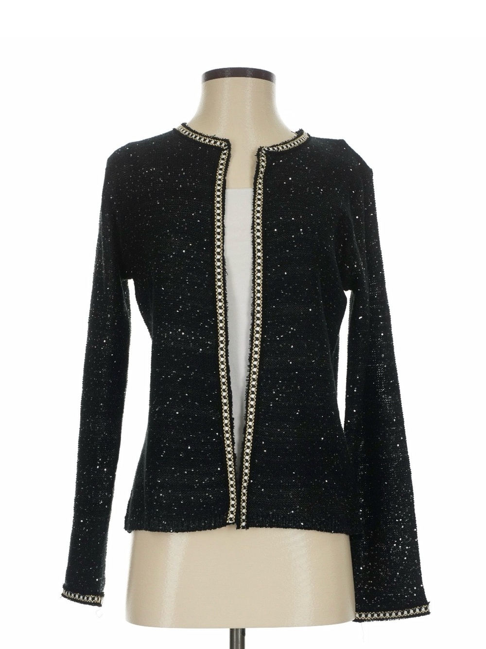 SIONI Black Open-Front Sparkle Cardigan Jacket
